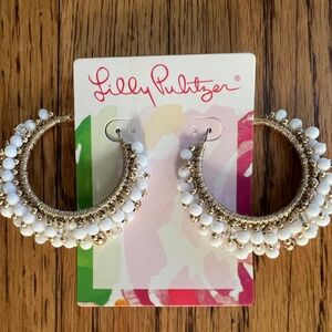Lilly Pulitzer Resort White & Gold Large Hoop Earrings